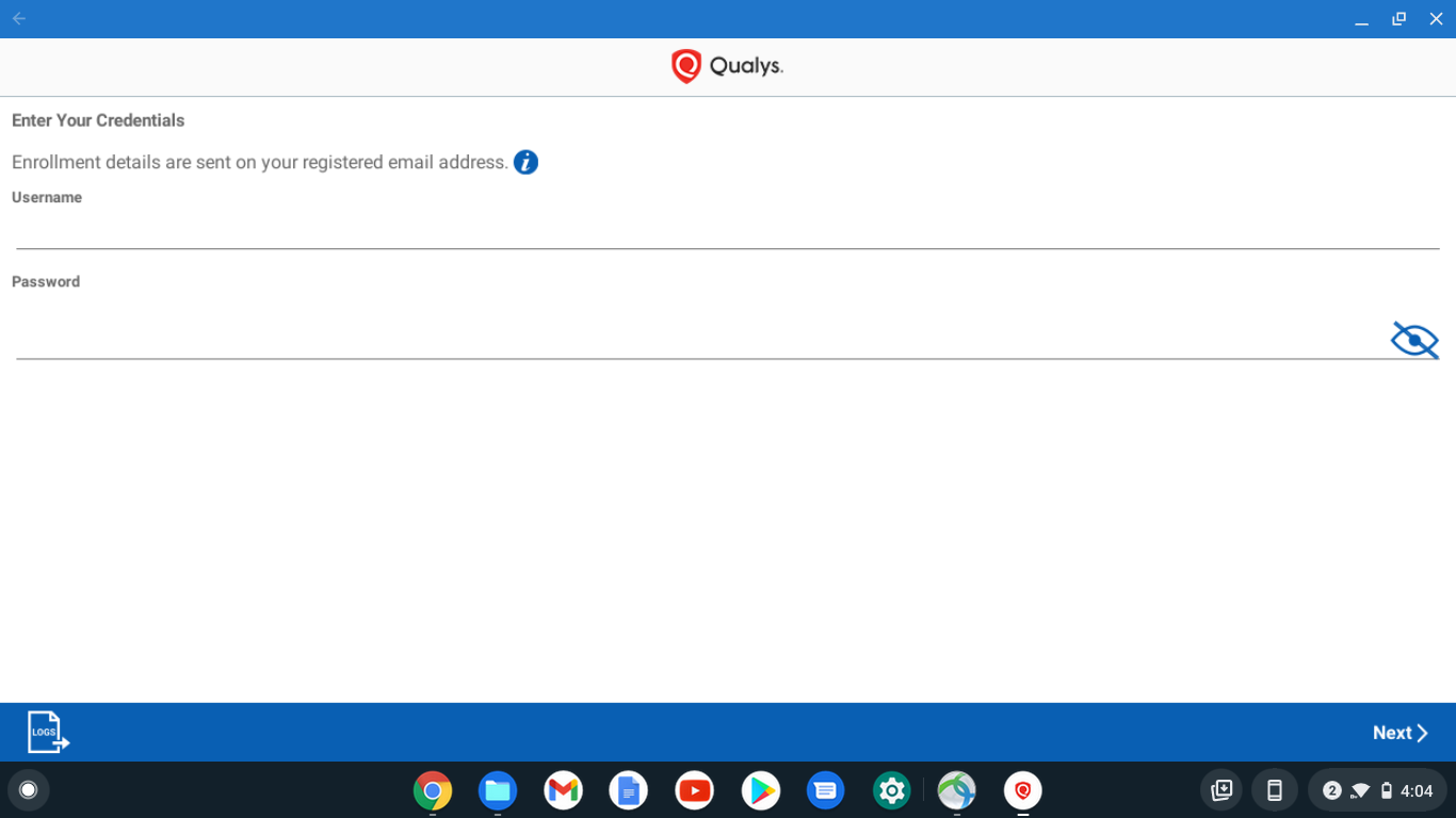 Enter Username and Password