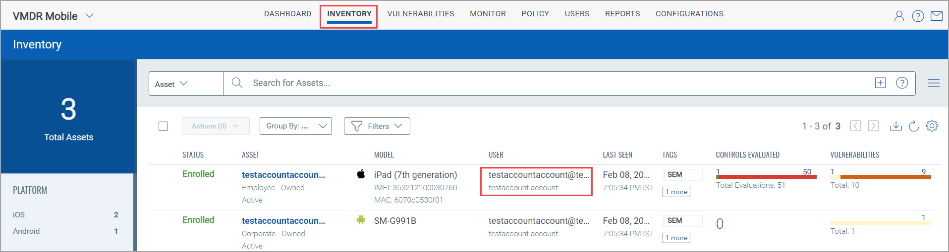 User name for Intune Assets.