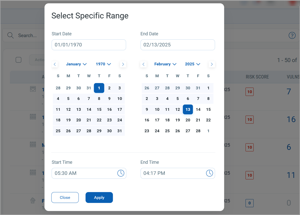 Date time range picker.