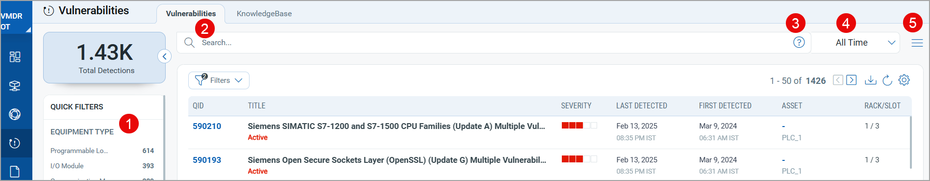 The various user interface elements of a QQL query.