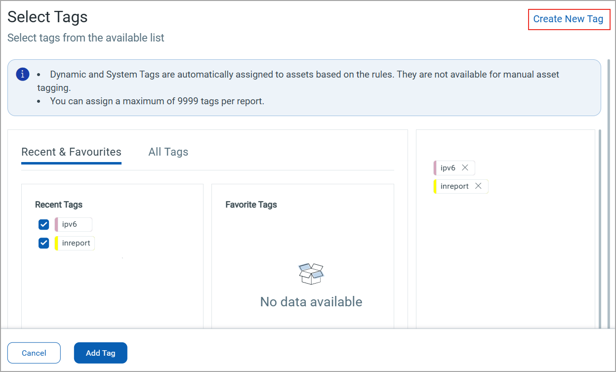 select tags from the list screen.