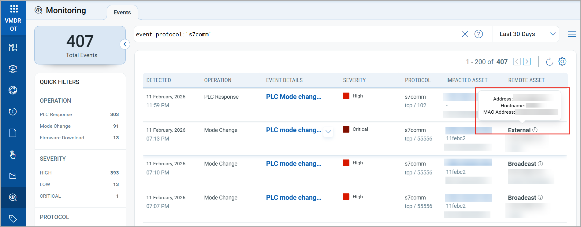 details of special assets in monitoring tab.