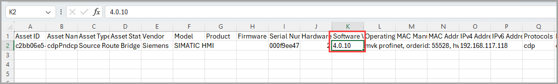 View software version in CSV.