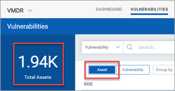 Total Assets count, in the Asset field.