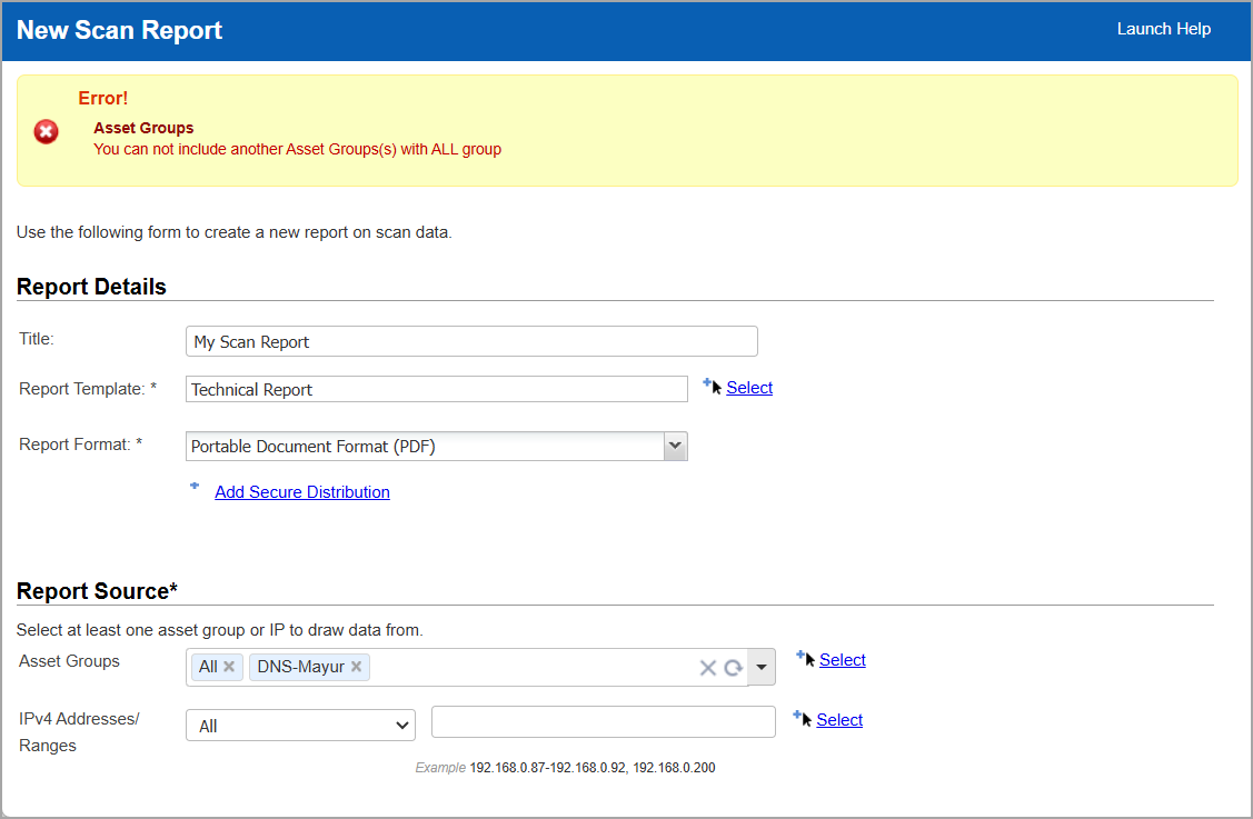 Error during report generation