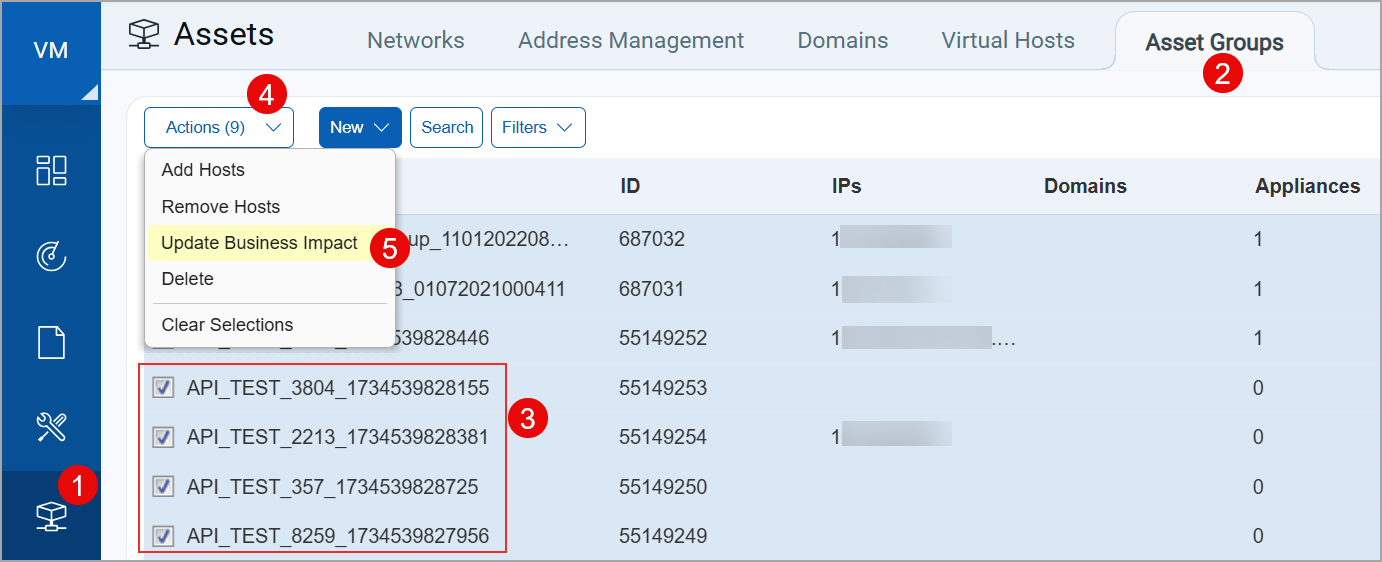 Selecting the Update Business Impact.