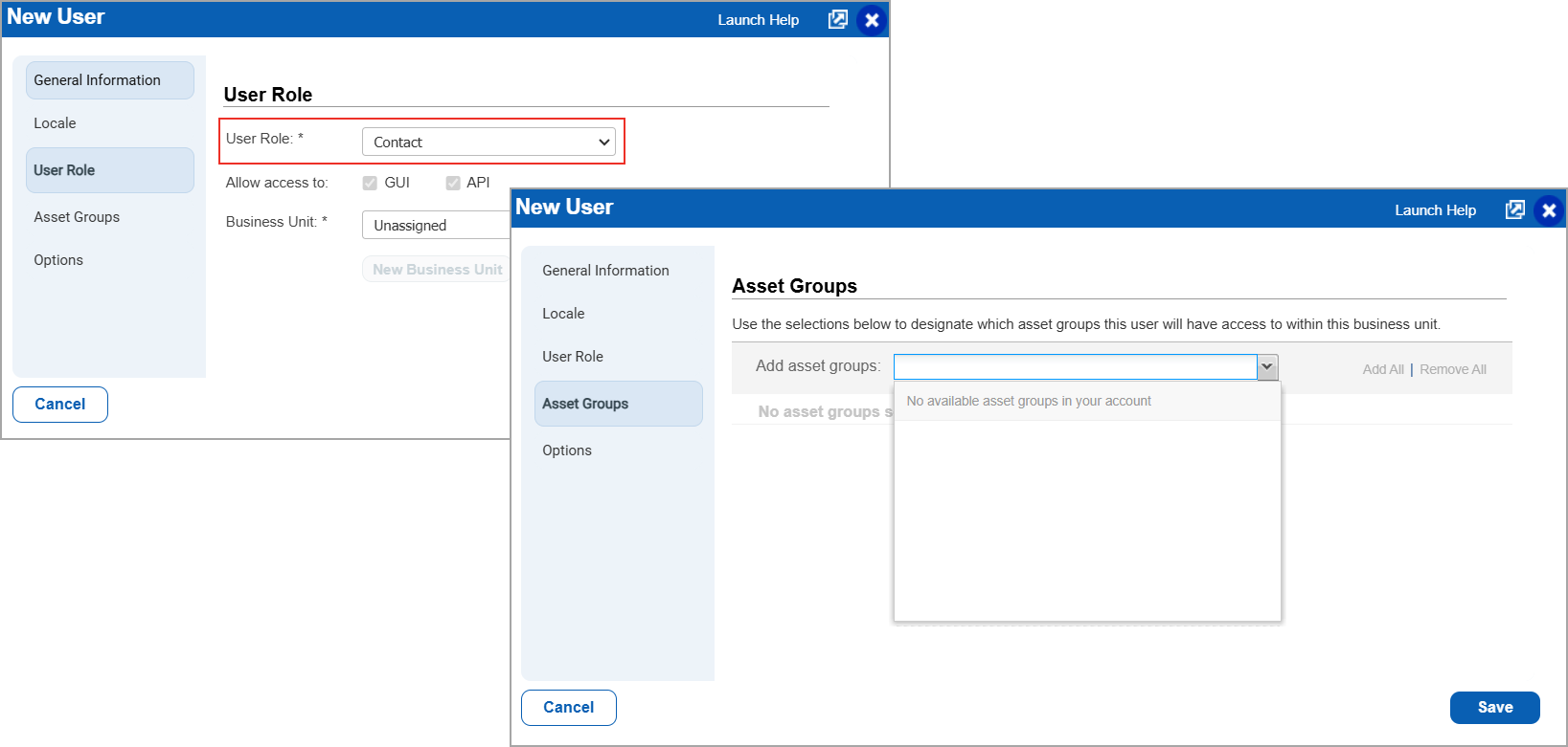 No asset group assignment for new Contact user