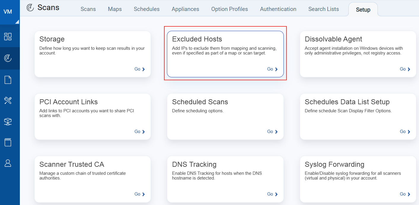 VMDR dashboard showing Excluded Hosts and its new text.