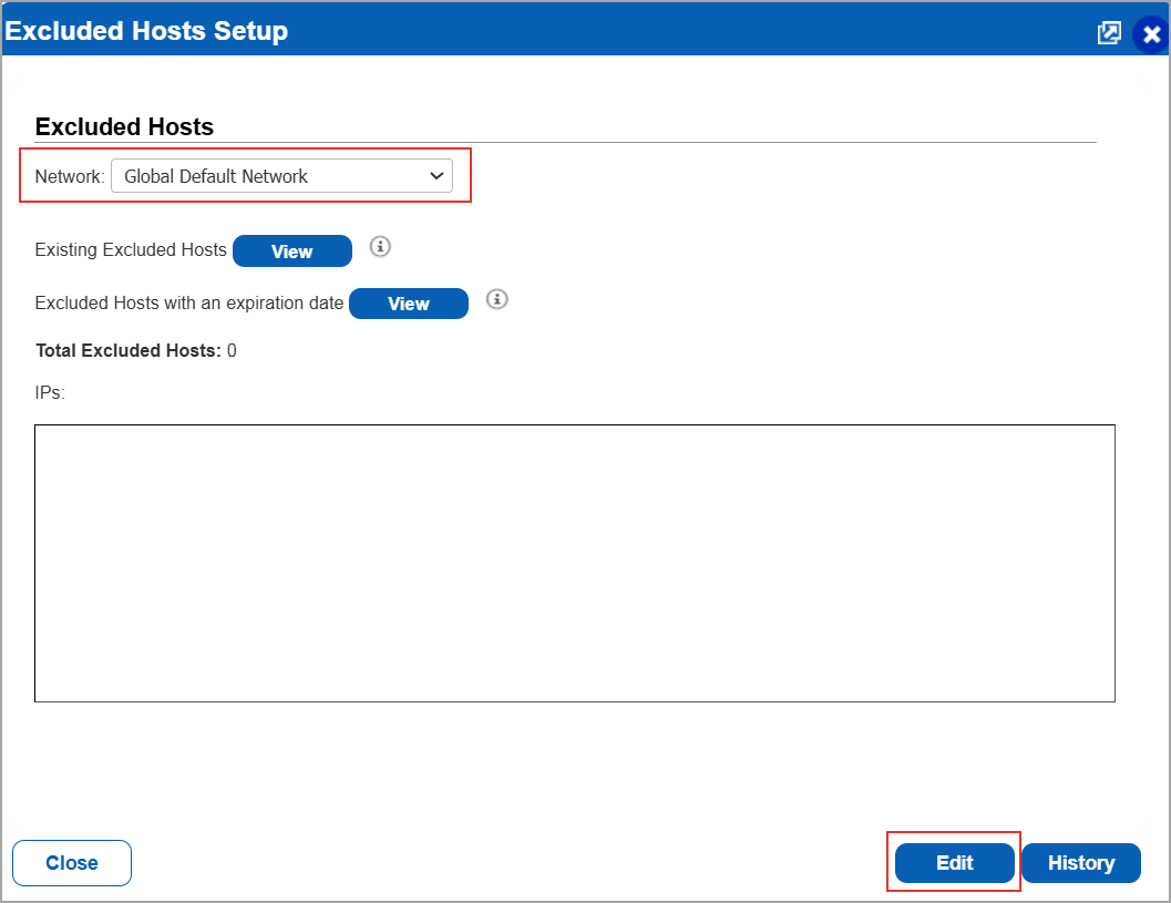 Selecting the Network as Global Default Network.
