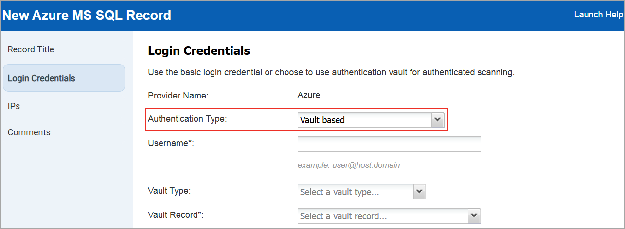 Vault Based Authentication Type