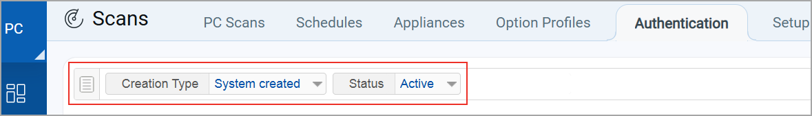 Search by creation type and status