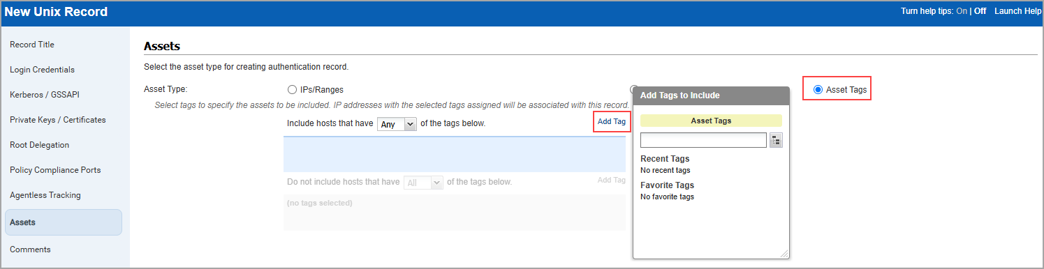 Asset type asset tags