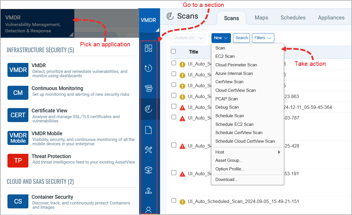 Get Started Step 1 Choose an application, Step 2 Go to a section, Step 3 Take action