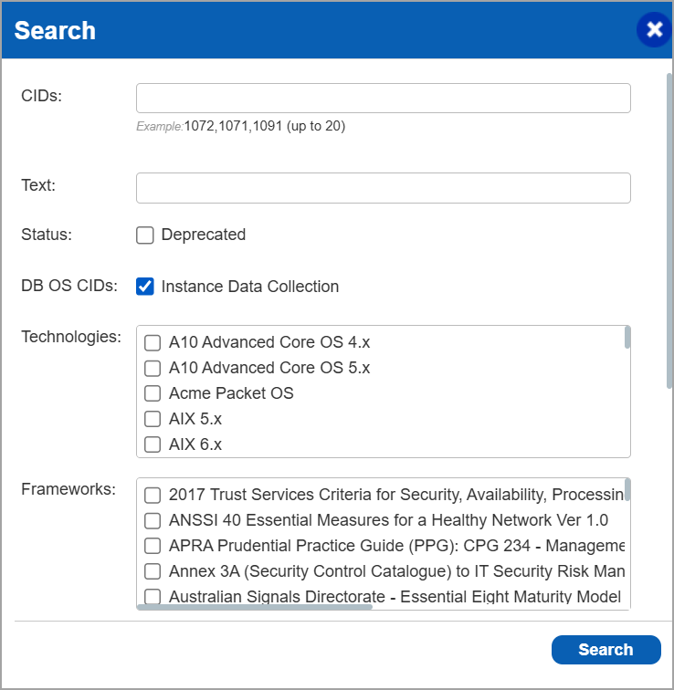 Search for OS Dependent Database Controls