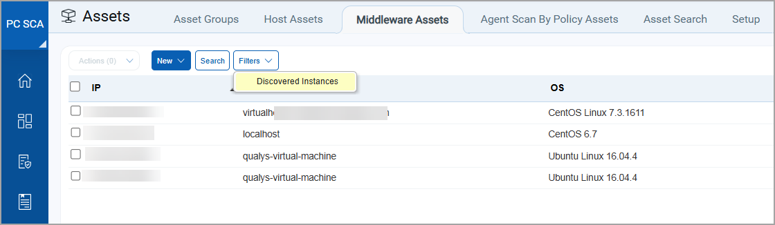 Discovered Instances filter.