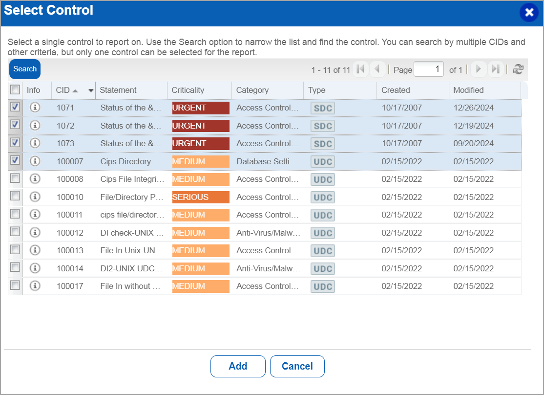 Select control window with some controls selected