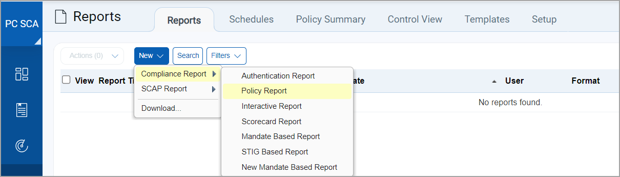 New Report options under Reports