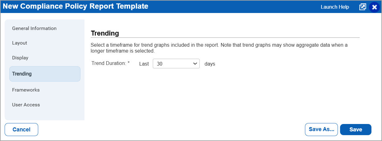 Trend Duration option in policy report template