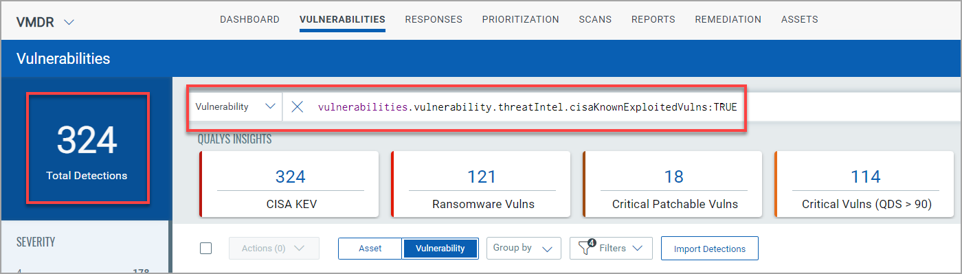 CISA KEV example, in Vulnerability field.