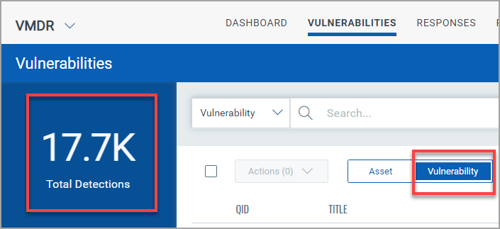 Total Detections count, in Vulnerability field.