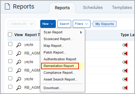 New Remediation Report menu option under Reports