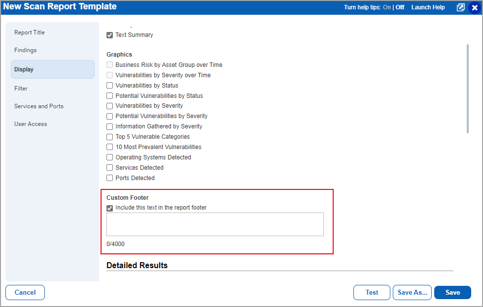 Custom Footer in Scan Report Template