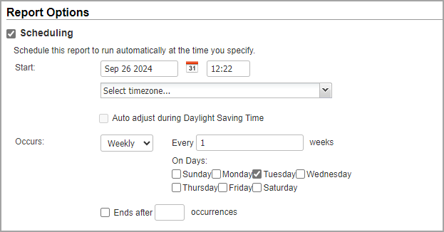 Scheduling options