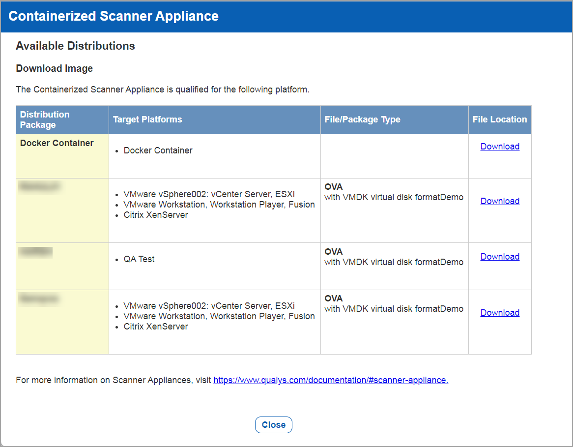 Add New Qualys Containerized Scanner Appliance