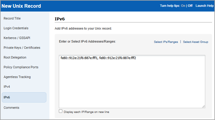 Unix record with IPs