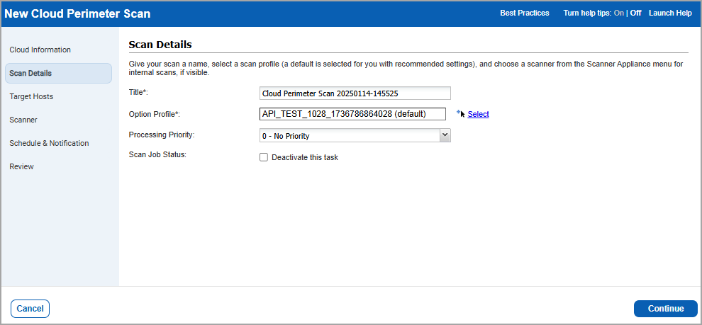 Provide basic scan details