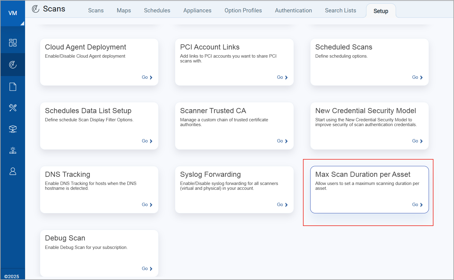 maximim scan duration per asset tab.