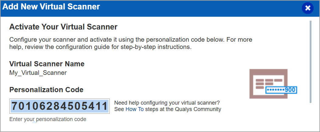 Personalization Code in Add New Virtual Scanner wizard