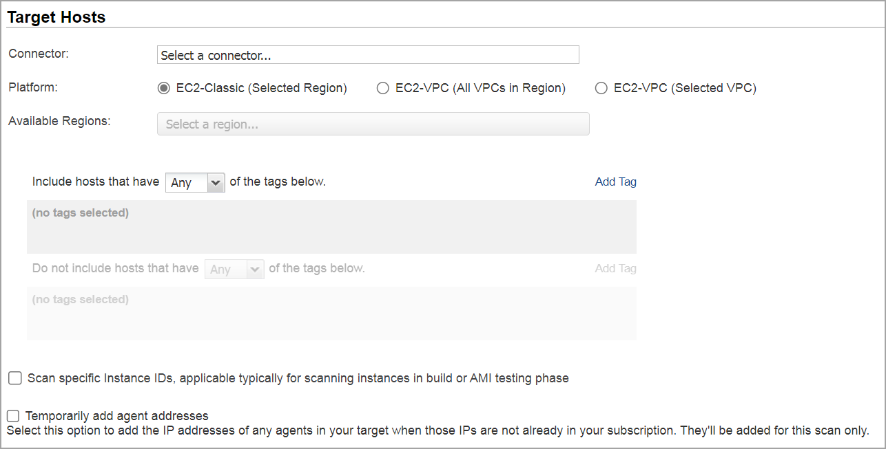 Target hosts to launch cloud certview scan