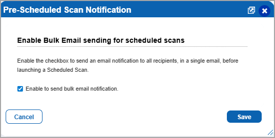 Select Enable to send bulk email notification checkbox.