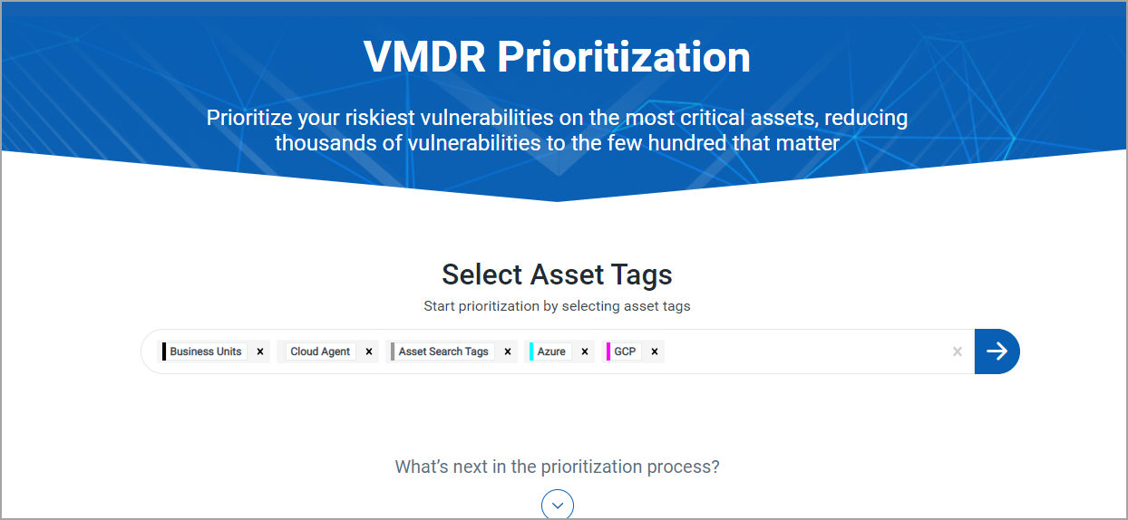 Select asset tags to shortlist the assets to be considered for prioritization.