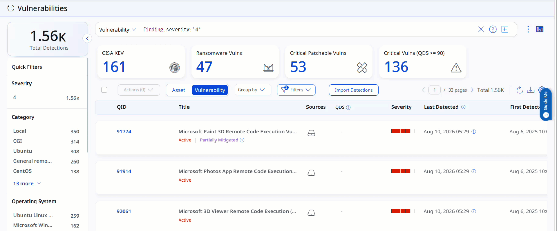 Additional filter option to further narrow down search of 
vulnerabilities.