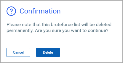 delete bruteforce list not in use