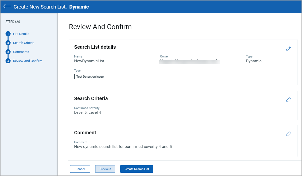dynamic list review confirm.