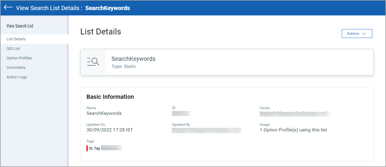 view search list