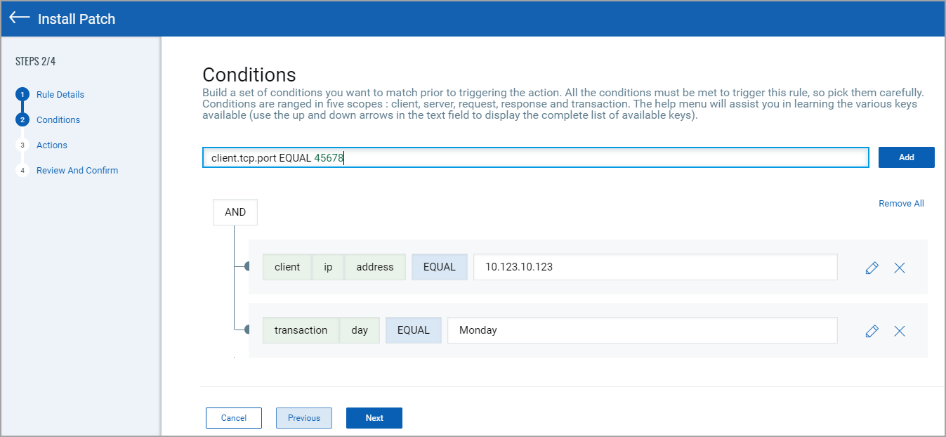 install patch - conditions