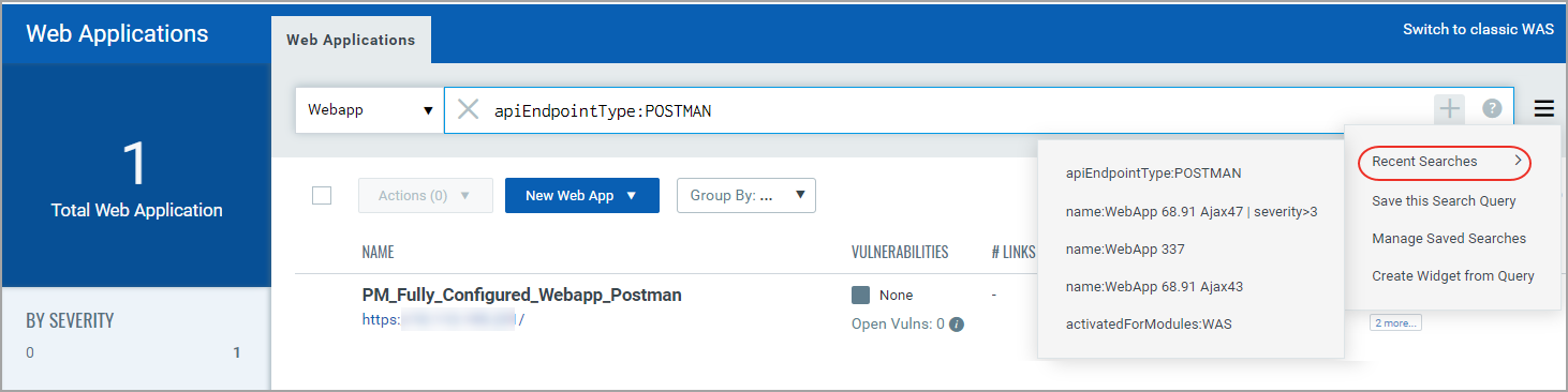 The latest five search queries that you used are available to use.