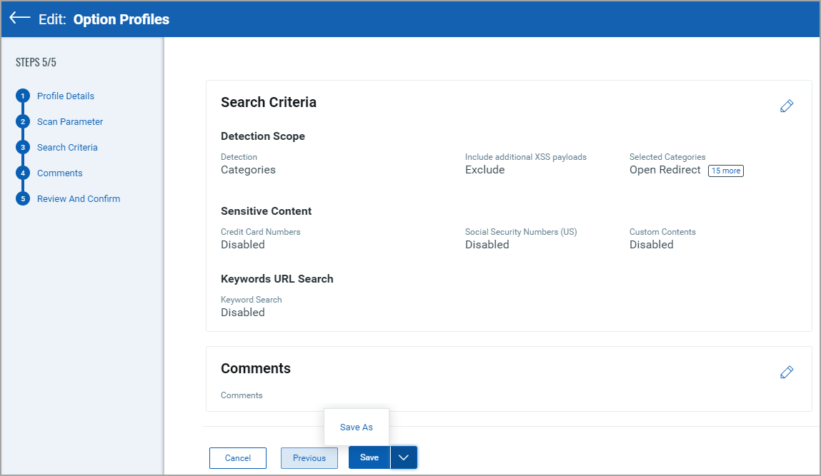 edit option profile