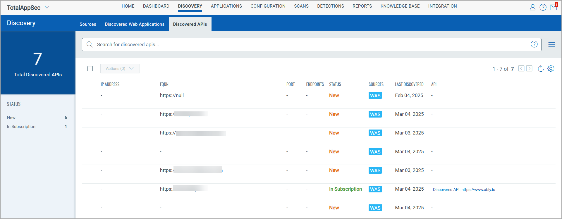 Discovered APIs tab.