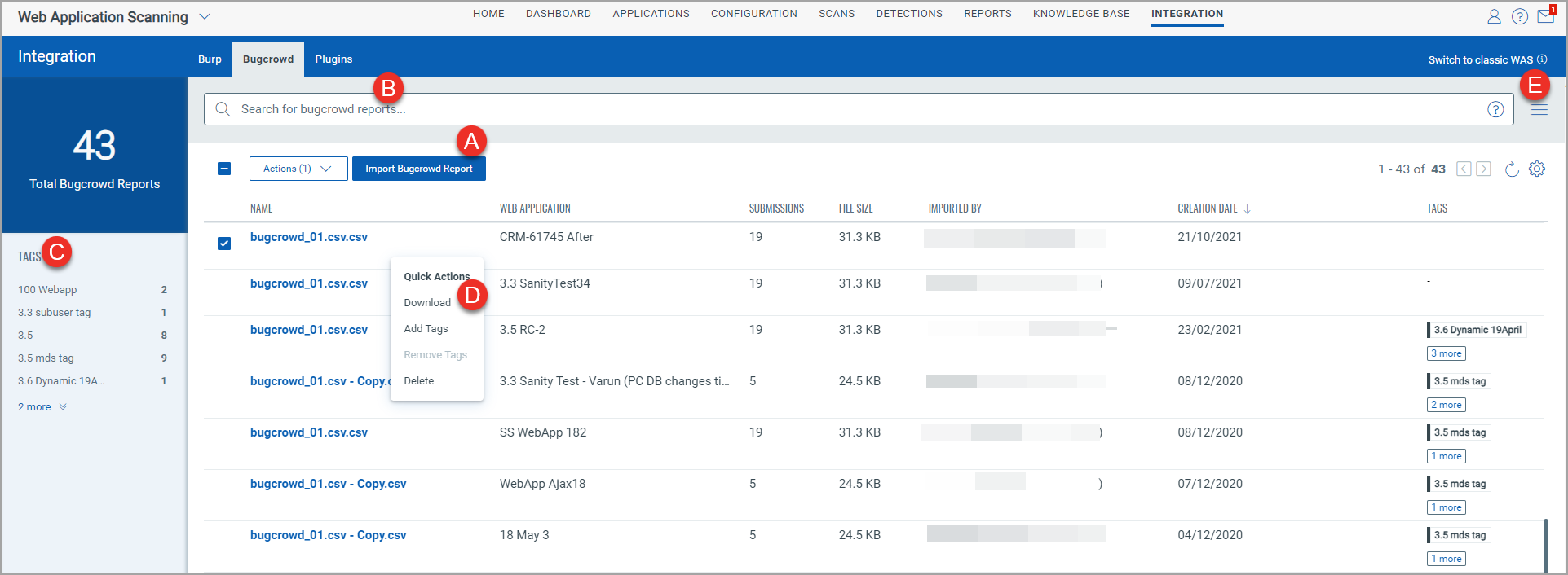 bugcrowd screen under integration.