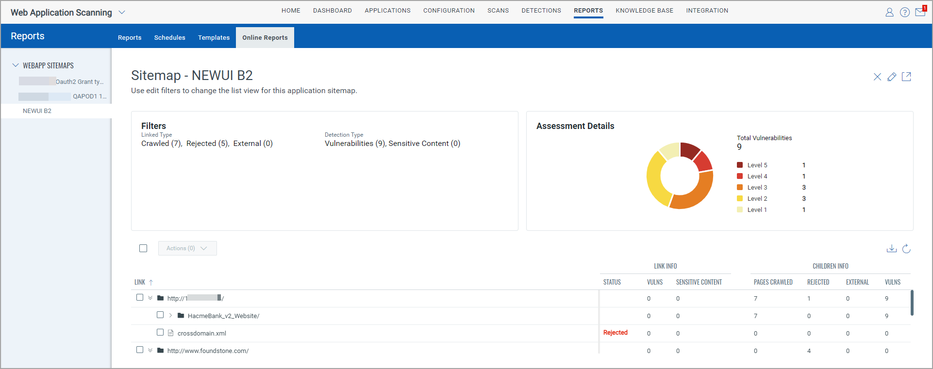 online reports tab.
