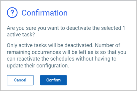 deactivate schedule confirmation