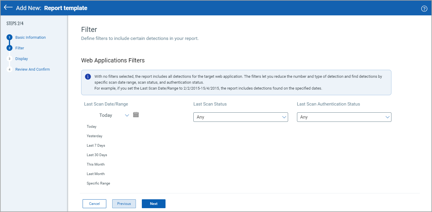 scorecard report template - filter