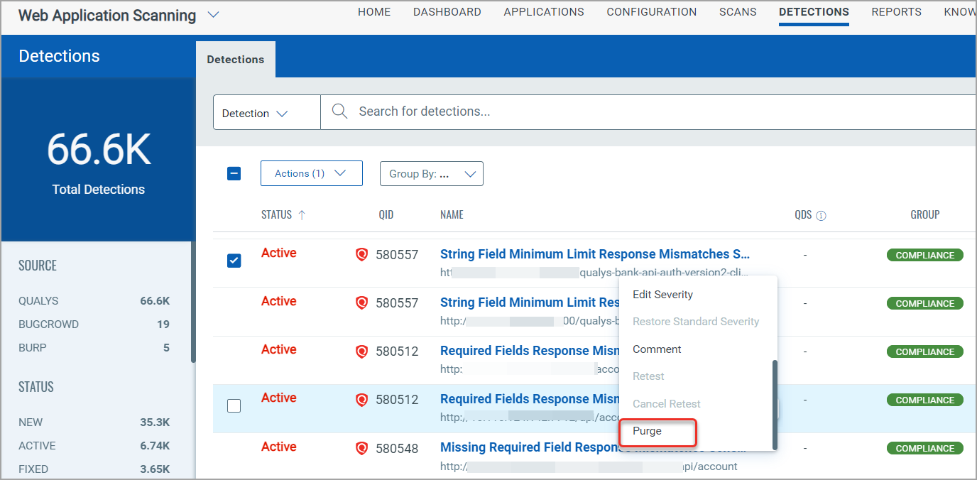 purge detections.